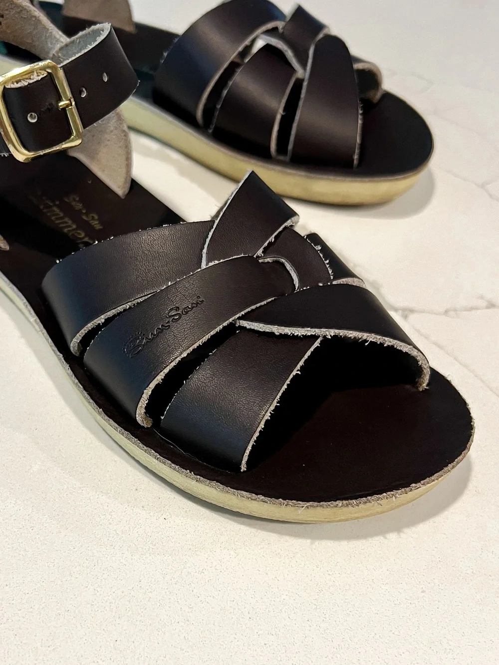 Saltwater Chocolate Brown Sun San Swimmer Sandals Little Kids Sz 1